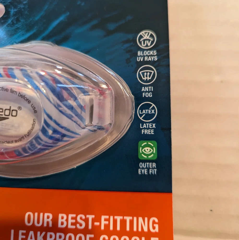 Speedo Jr Hydrospex Print Swim Goggles W/ Antifog Lenses UV Protection B…